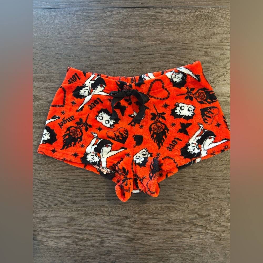Betty Boop Women Red Fleece Pajama Short Size Medium
